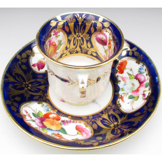 コールポート 藍地金彩花束絵 ティー＆コーヒーカップ＆ソーサー