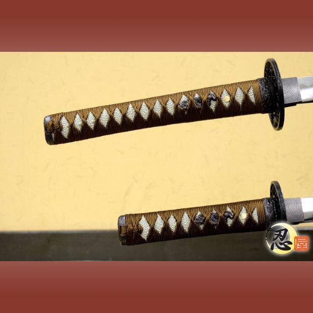 模造刀 濃金茶 大刀 小刀セット kincha クリーニングクロス付セット