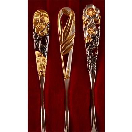 銀食器カトラリー「松竹梅」3本セット・銀製品・ : 銀食器・銀製器の