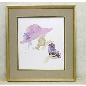 絵画 いわさきちひろ 赤い毛糸帽の少女 額 児童画 色紙 送料無料