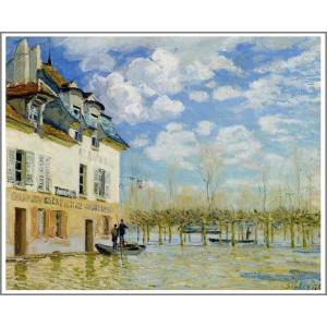 送料無料】絵画：アルフレッド・シスレー「サン・マメスのロワン河畔