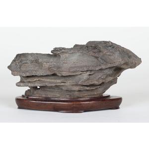 水石 「千軒石」 盆石 天然石 すいせき 台座付き 現品限り : 盆栽彩都