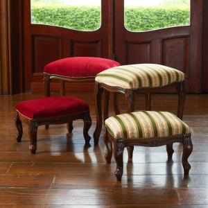 イタリア製 スツール ストライプ グリーン 猫脚 木製 完成品