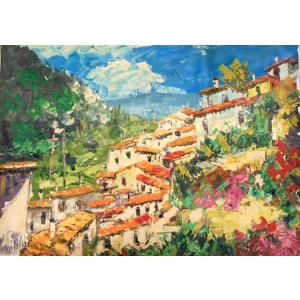 フランス風景絵画 油絵 小澤勇寿郎 作 パリの街 8号サイズ インテリア