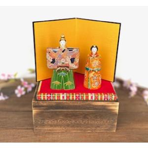 九谷焼 5.5号立雛人形 金花紋 親王飾り コンパクト おしゃれ 平飾り 二