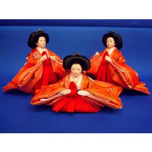 ひな人形3人官女単品☆中〜中の小サイズ☆小三五52(小道具付き