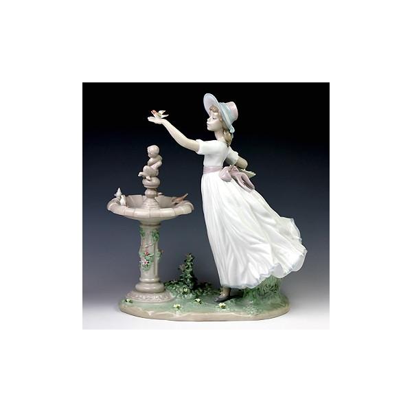 リヤドロ（Lladro リアドロ 陶器人形 置物） 少女 春を告げる小鳥達