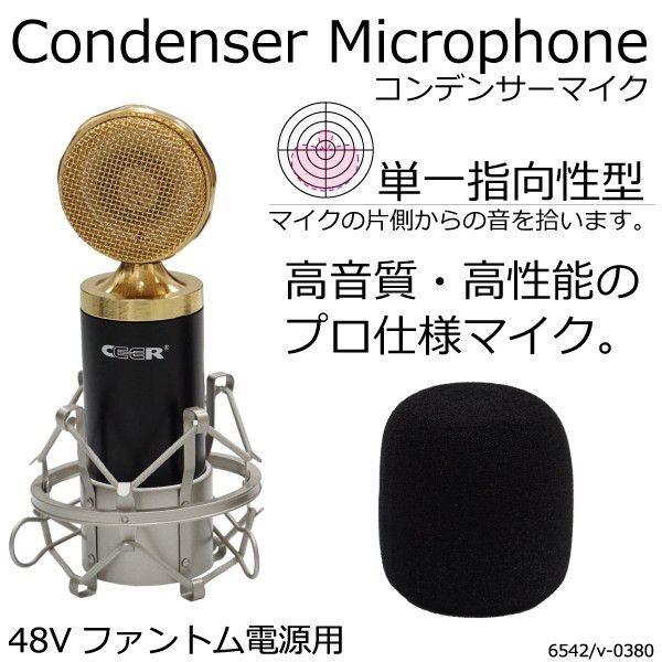 コンデンサーマイク 単一指向性型 高音質 高機能 プロ仕様マイク 48V