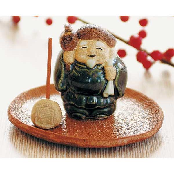陶器 置物 お香立て/ 七福神 香皿 大黒天 /縁起 開運 プレゼント