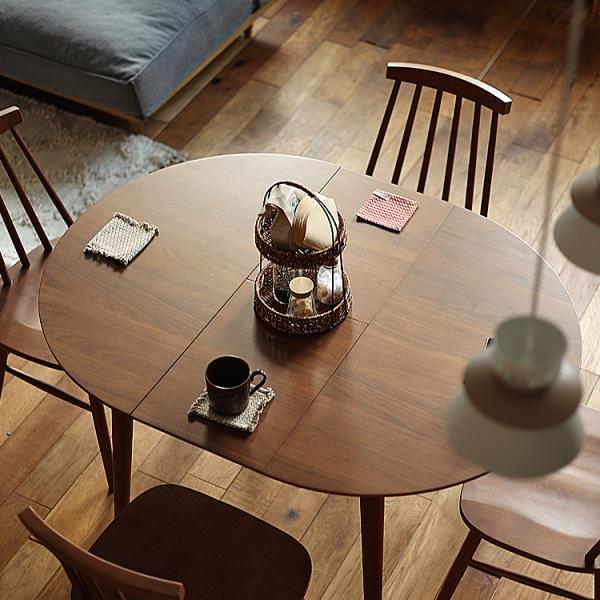 円形 伸長式ダイニングテーブル Rizn(リズン) ブラウンタイプ 伸長式