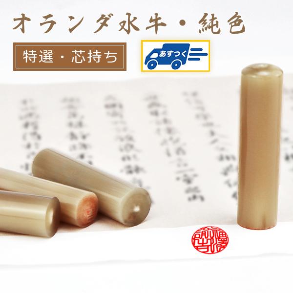 あすつく】即納 印鑑 オランダ水牛[純色・芯持ち] 実印 女性 銀行印