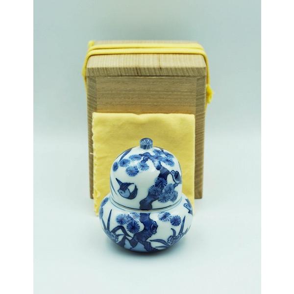 茶道具 香合 瓢香合 染付 花鳥文 西村徳泉 尋牛斎御書付 桐箱 : 新古