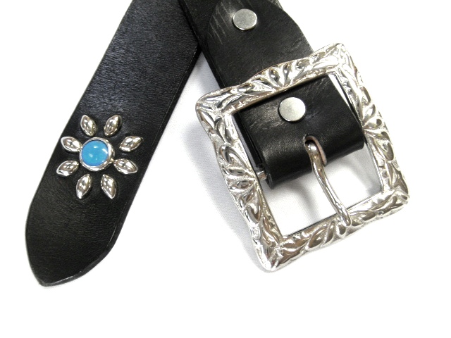 新作スタッズベルト完成！クールなシルバー×天然石ターコイズ！ 純日本