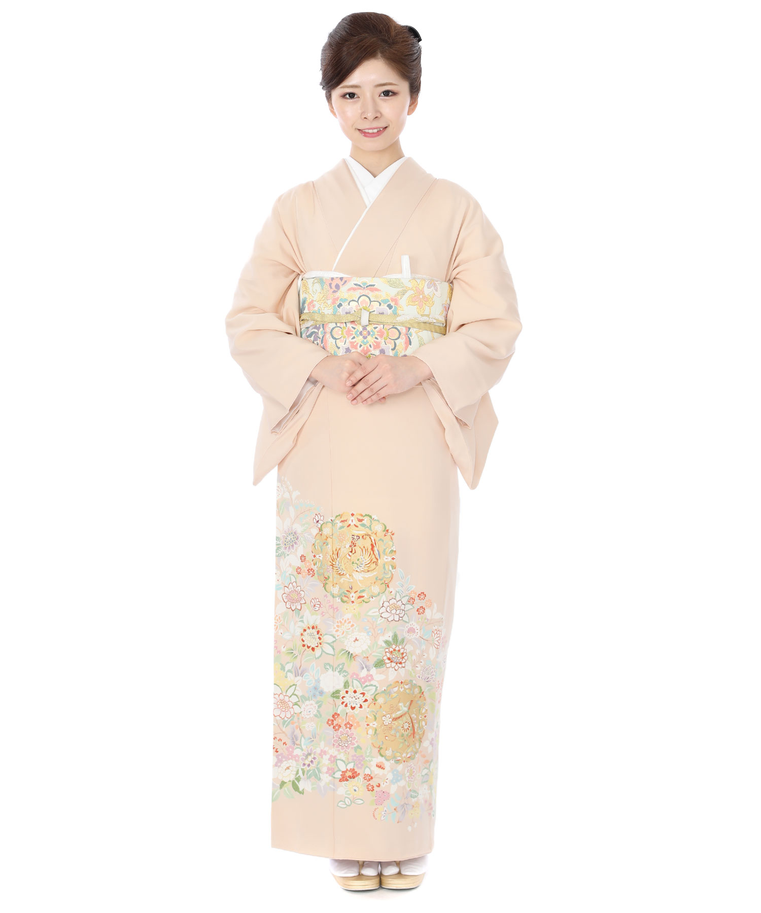 色留袖レンタル｜クリーム色に正倉院文様｜I0103｜L｜宅配着物レンタル