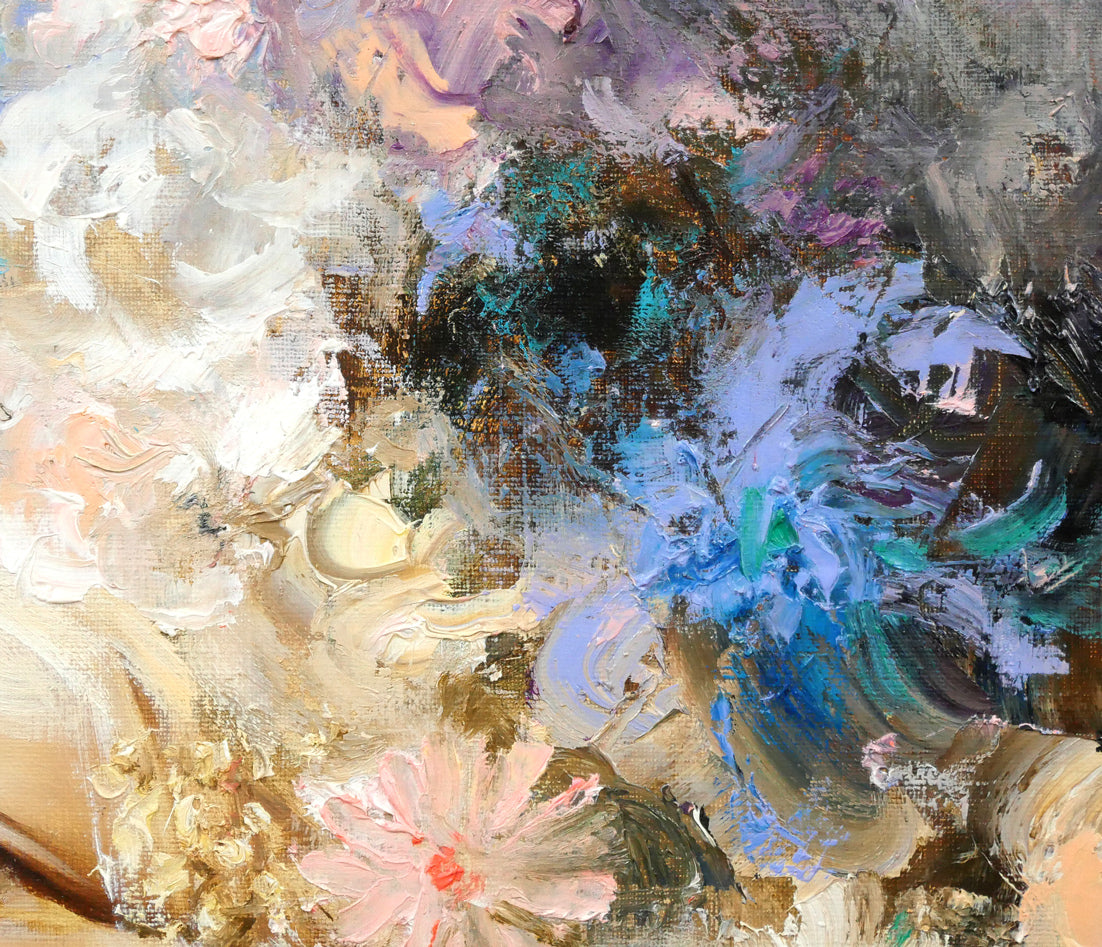 鶴岡義雄「マドモアゼル」油絵・F4号 絵画買取・販売の小竹美術