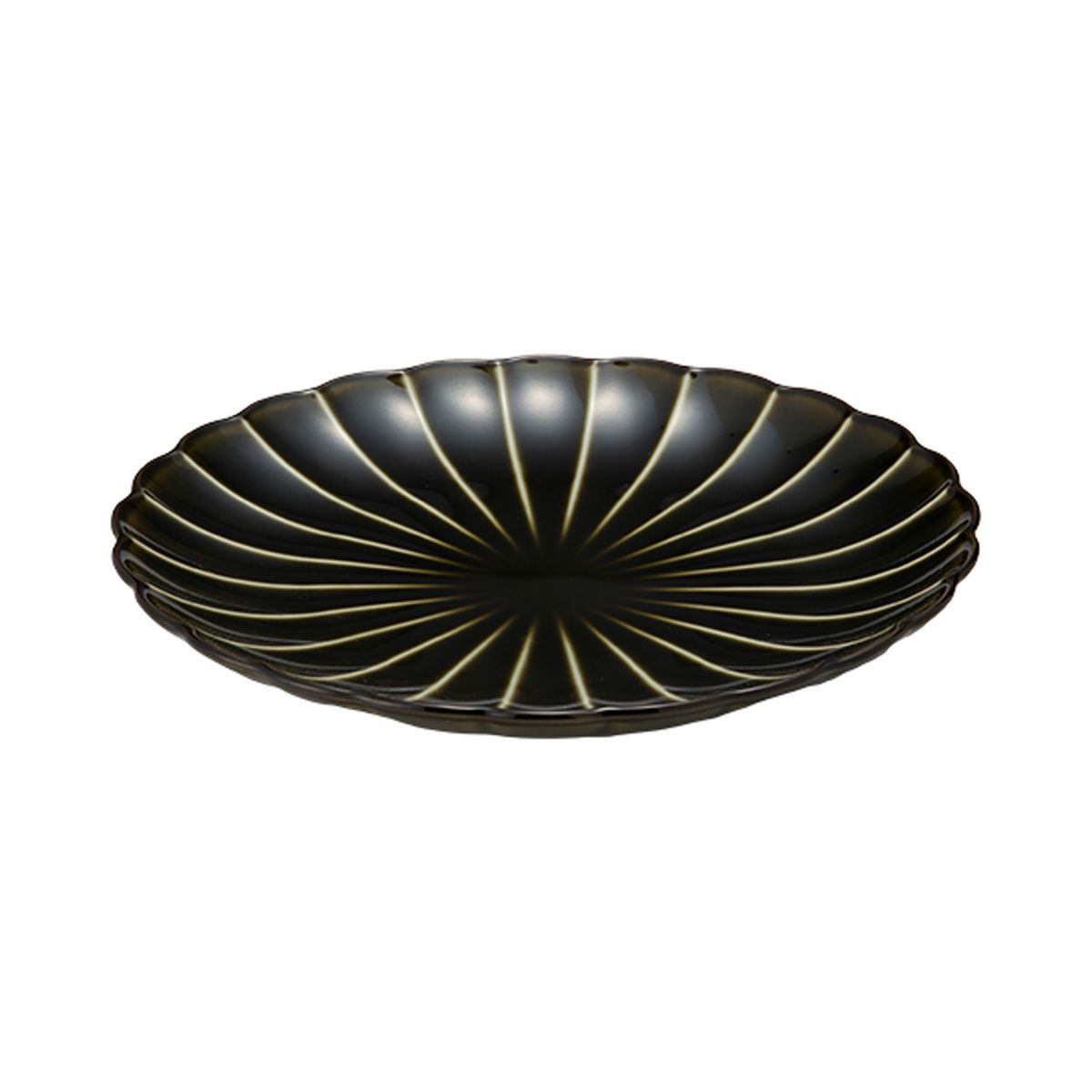 カネコ小兵製陶所 ぎやまん陶 中皿 20.5cm 7寸 茄子紺ブルー