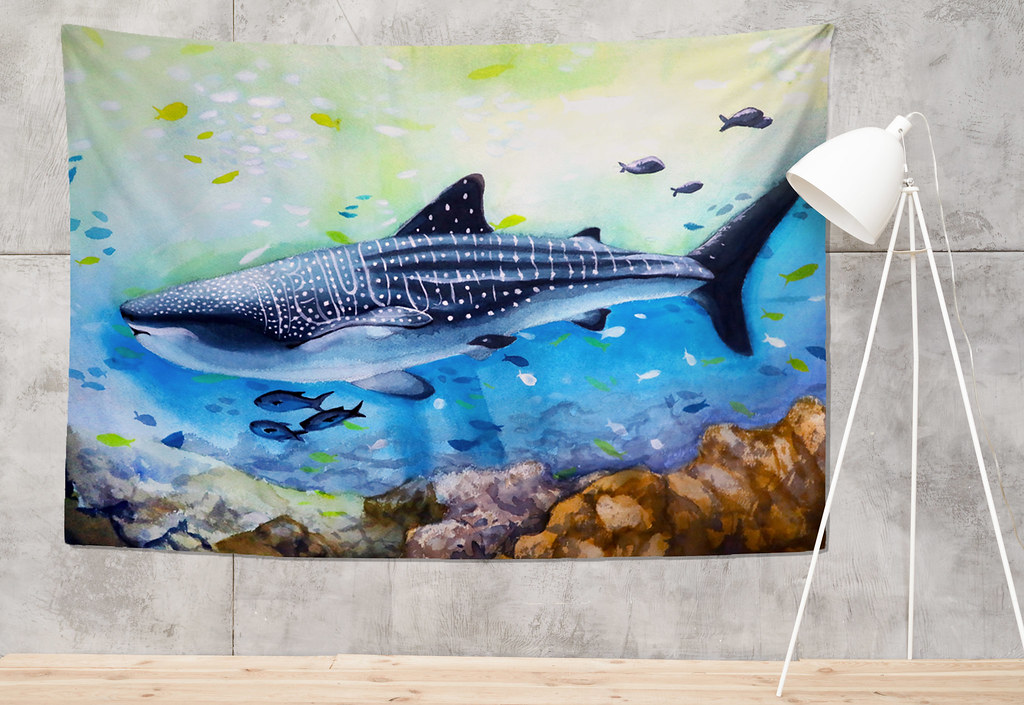 送料無料】台湾 豆腐サメジンベイザメジンベイザメ水彩吊り布/布