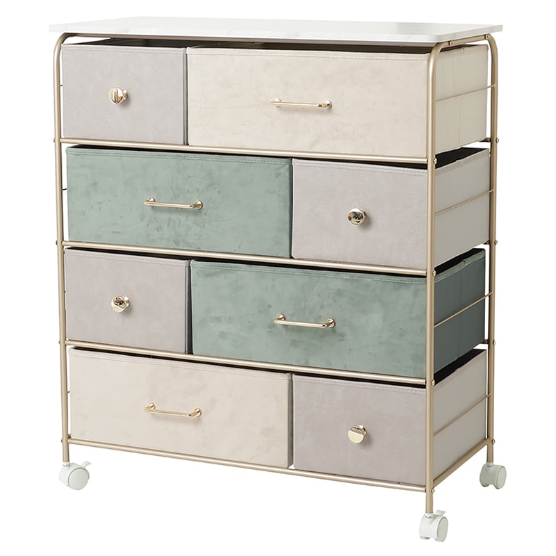 4段チェスト80W IF KT7686-4GN グリーン ゴールド【お客様組み立て商品