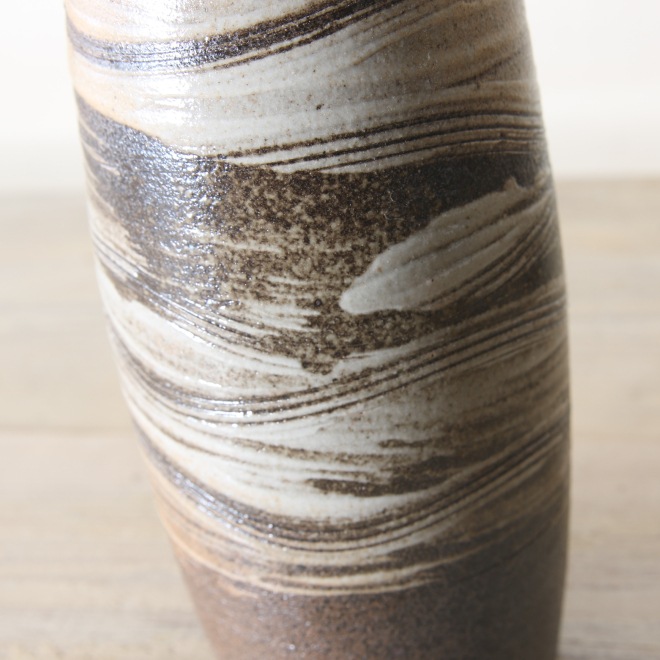 益子焼｜【益子焼】 対の花器 炭化焼無地 花入れ 丸筒花瓶 白クシ目