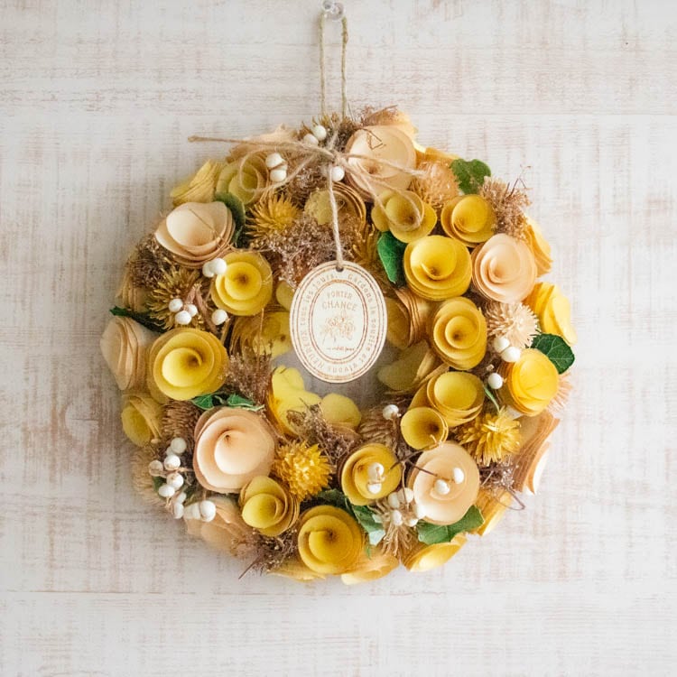 即日発送OK／プレゼント 玄関 リース ドライフラワー [イエロー 4984-B