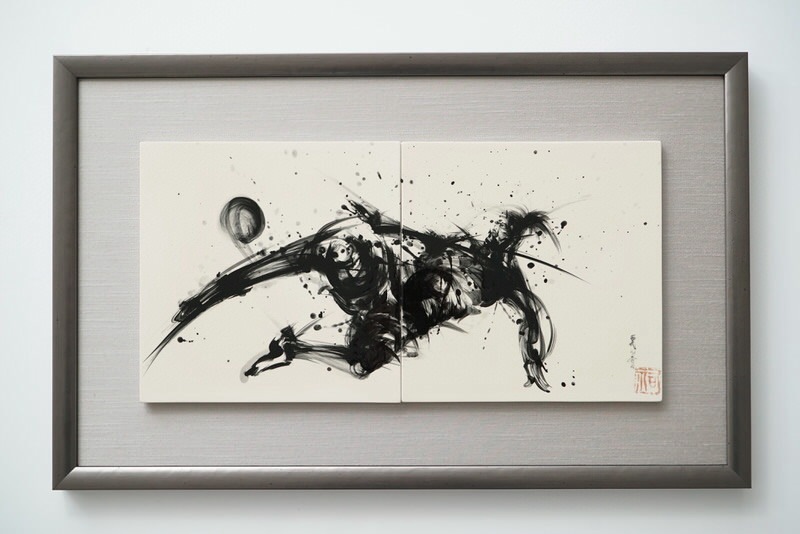 直筆陶墨画「泥身繋(でいしんけい)」 | 墨絵・陶墨画アーティスト 西元