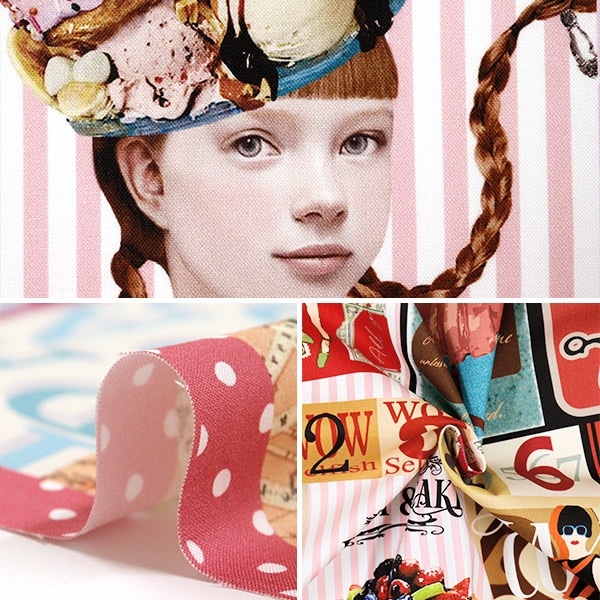 生地 『パネルプリント カットクロス わがままパンチ ピンク 約110cm