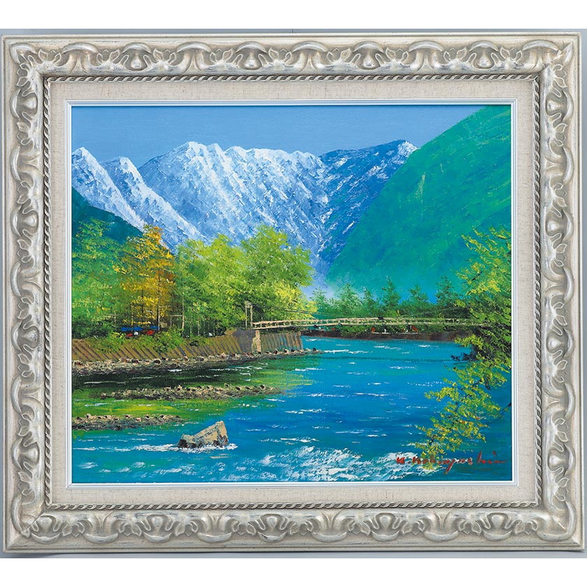 自作油彩画 油絵 風景画 湖 森 自作油彩画油絵風景画湖森 川