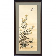 酒井抱一 「十二か月花鳥図」 四月 牡丹に蝶図 額装 : 酒井抱一 十二