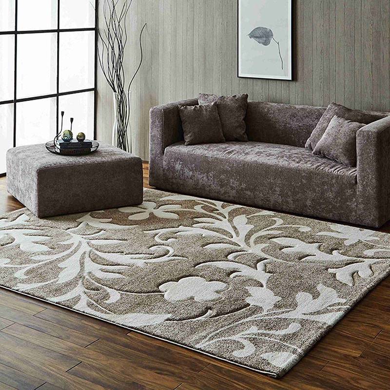 ウィルトンラグ ネム トルコ製 リーフ柄 モノトーン エレガンス