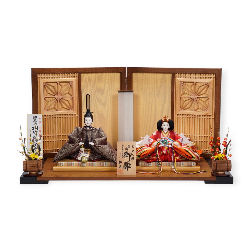 雛人形】京十番 貴船 麹塵 桐竹鳳凰文様 親王飾り | 小出松寿作