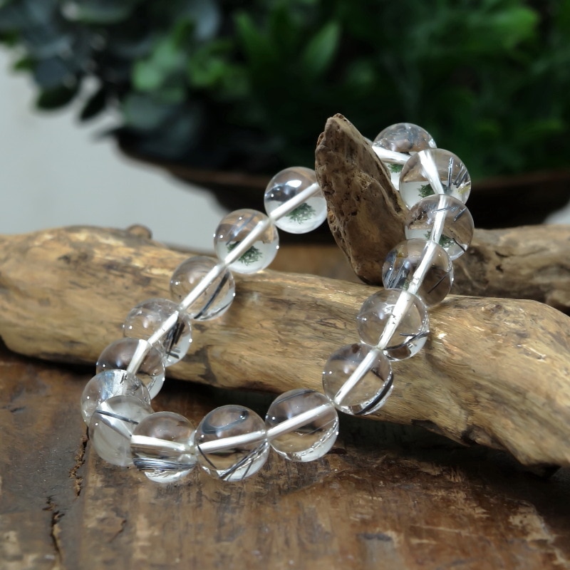 スティブナイト入り水晶丸玉ブレスレット12mm｜マライカ公式通販