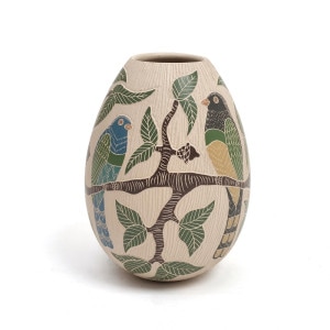 マタ・オルティス陶器 by Guadalupe melendez トリ 卵型 花瓶