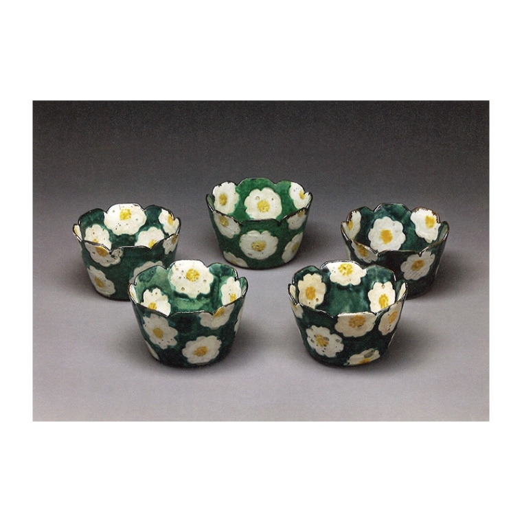 ポストカード：色絵椿文輪花向付（五客）(日本陶磁J6) | ポストカード