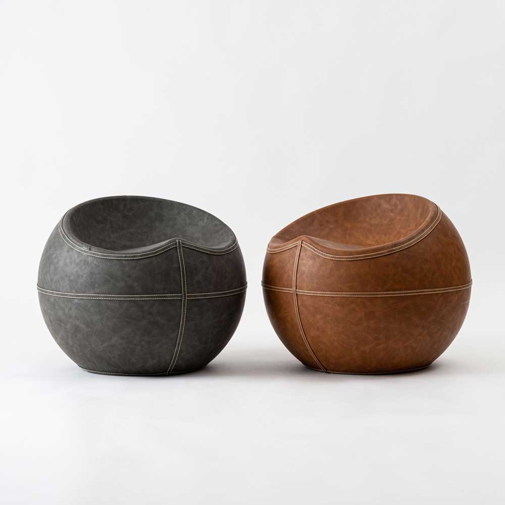 ソフトレザー製ラウンドスツール｜ヴィンテージ風スツール