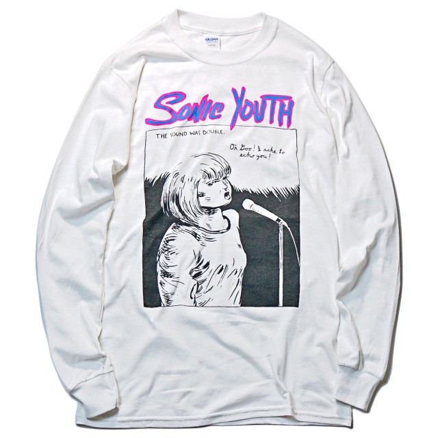 SONIC YOUTH ロングスリーブ Tシャツ Echo-White | OSOMALO バンドT