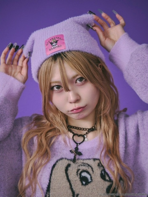 GALFY×KUROMI】ふわふわ猫耳ニットCAP / 【ガルフィー×クロミ】ファー