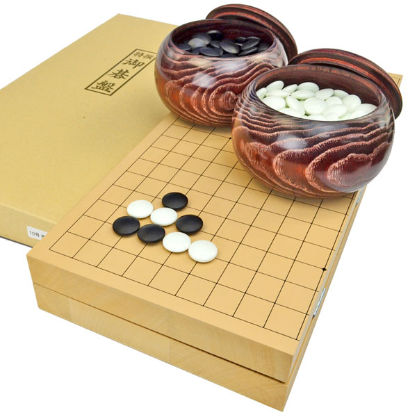 囲碁セット 新桂10号折碁盤セット(ガラス碁石松・木製碁笥栗特大) | 折