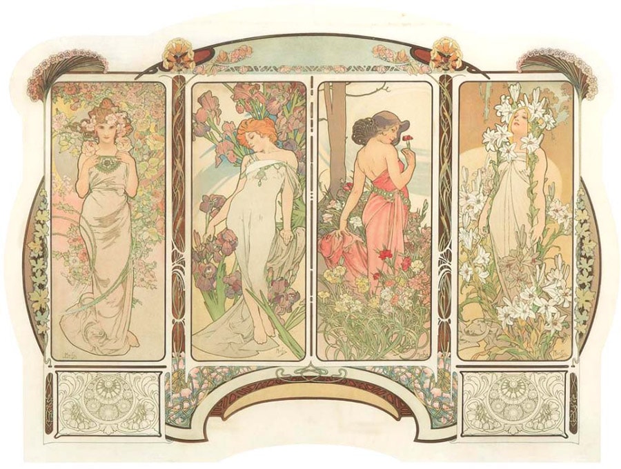 アルフォンス・ミュシャ 「四つの花」四点組 | | アトリエ・ブランカ