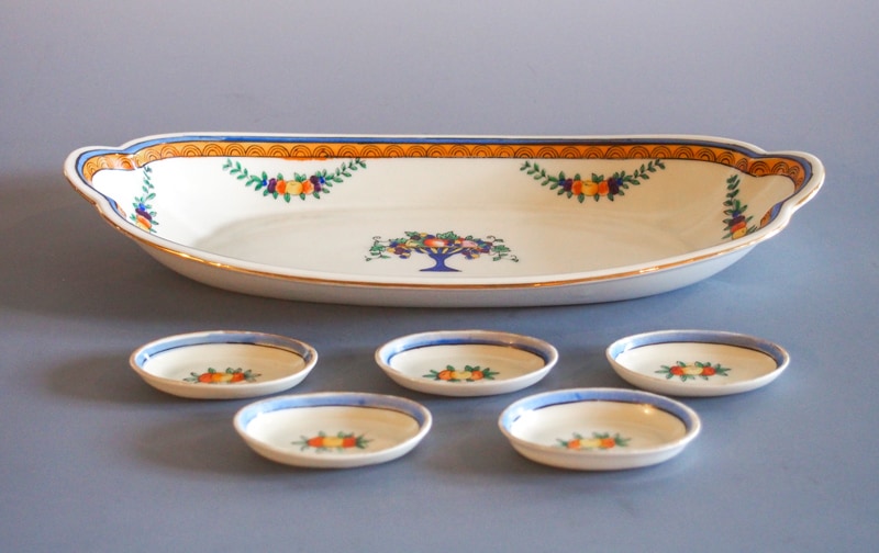 オールドノリタケ 「フルーツコンポート文セロリセット（6点セット