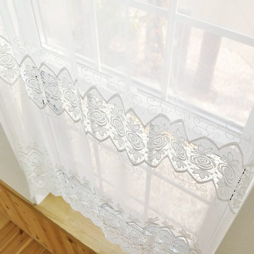 刺しゅうレースカフェカーテン（幅80cm×丈105cm） | レースカフェ