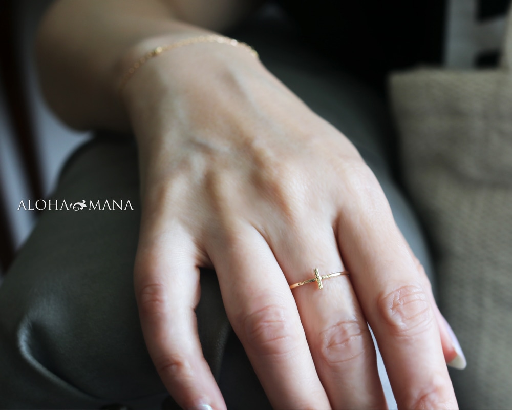 ハワイアンジュエリー 指輪 ゴールド リング K18 クロス サイドウェイ