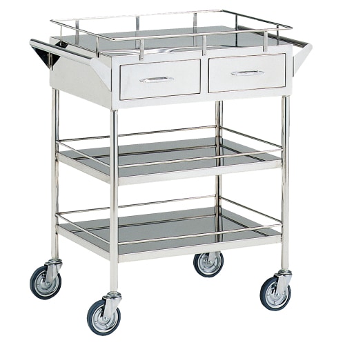 大型商品】回診車 引出付三段 （W600×D450×H800mm）｜ワゴン