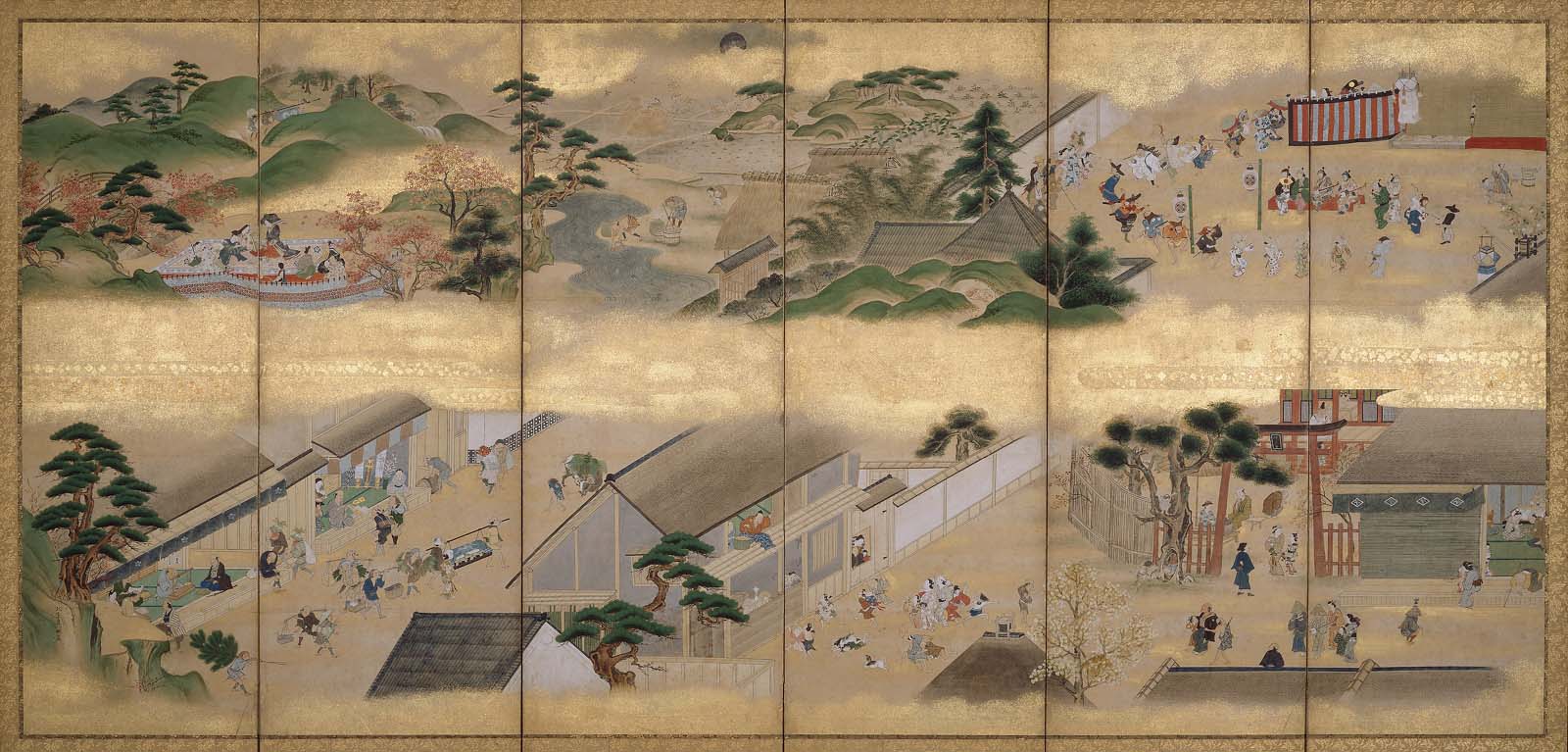 英一蝶「月次風俗図屏風」 | - Japaaan