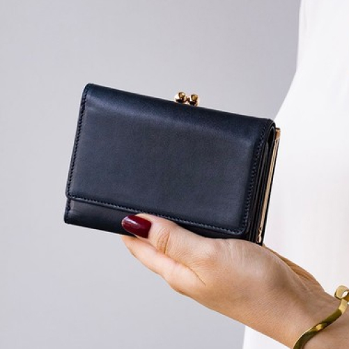 ミドルウォレット【フルブラック】二つ折り財布 マルゴー イタリアン