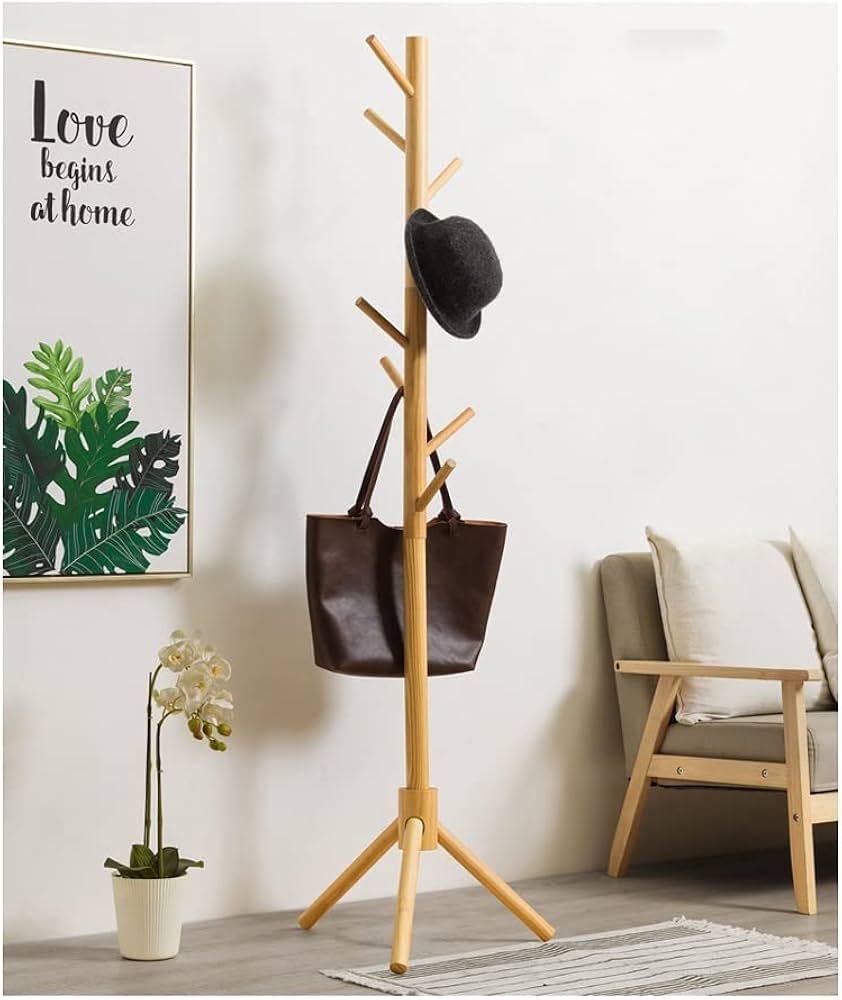 Amazon.co.jp: Generic 美しい木製の帽子掛けフック付きの独立した帽子