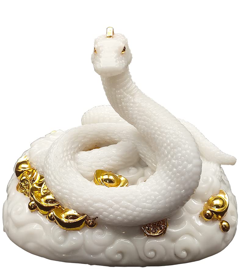 Amazon.co.jp: 白へび 蛇 ヘビ 巳年 白蛇 置物 干支 十二支 開運 金運