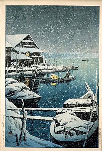 Amazon.co.jp: 川瀬巴水 版画「雪の向島」 昭和六年 大判ポスター