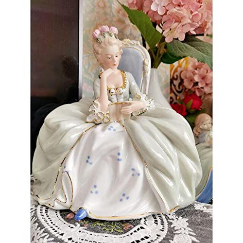 Amazon.co.jp: 陶器 人形 本を読む女性 製陶 陶製レースドール 置物