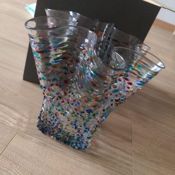 津軽びいどろ 花器 天開 フリル花器大ねぶた Amazon.co.jp: 津軽