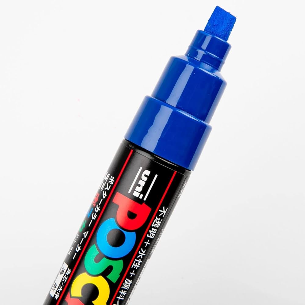 Amazon.co.jp: 三菱鉛筆 uni 水性顔料マーカー ポスカ 太字角芯 青